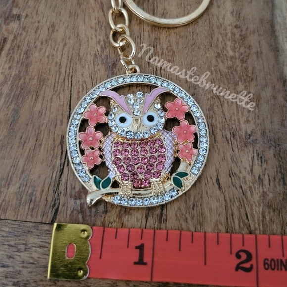 2/$20 Boho Owl Crystal Rhinestone Keychain Bag Charm - Picture 7 of 10